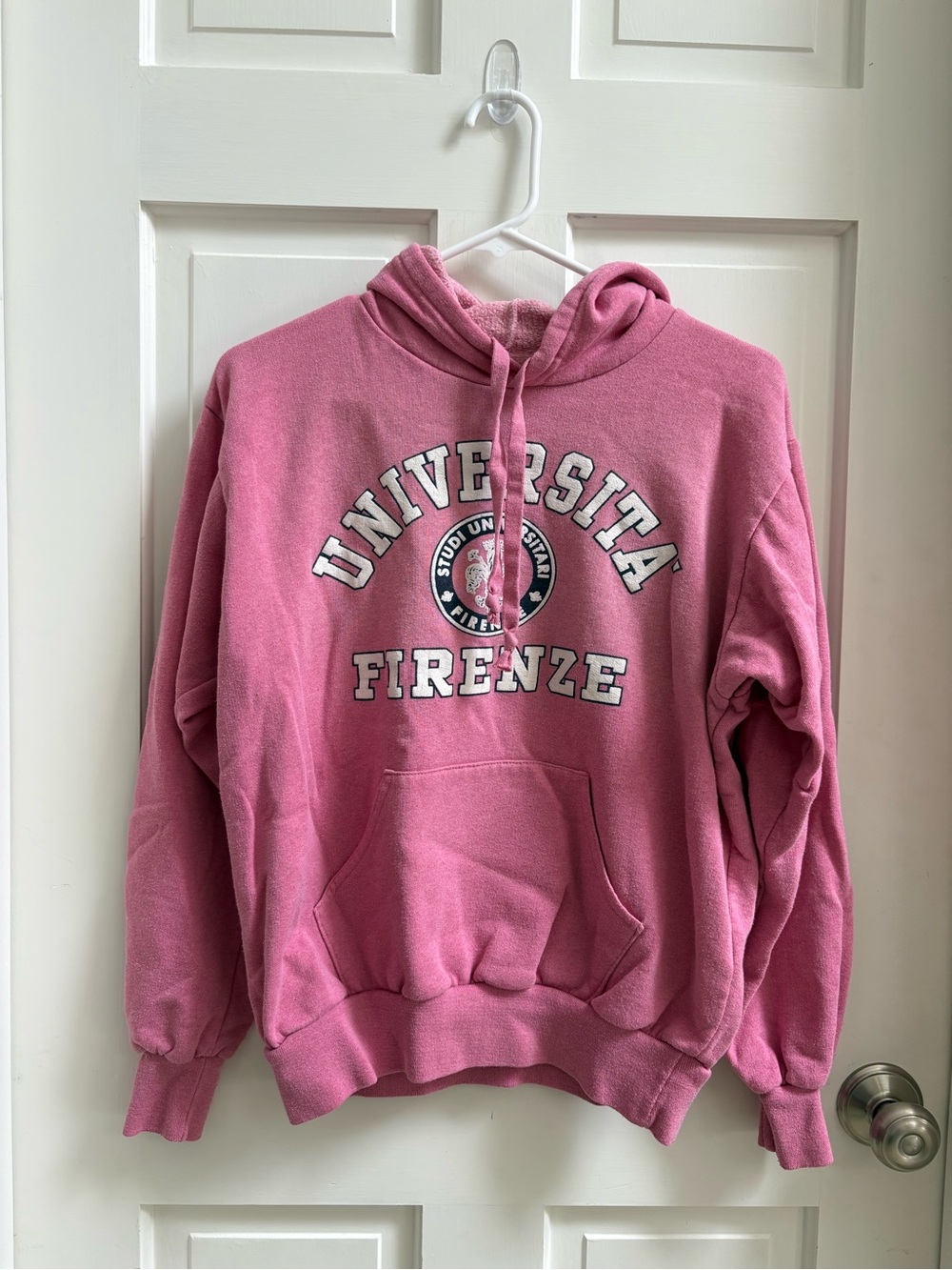 Vintage Universita Firenze Pink Hooded Sweatshirt